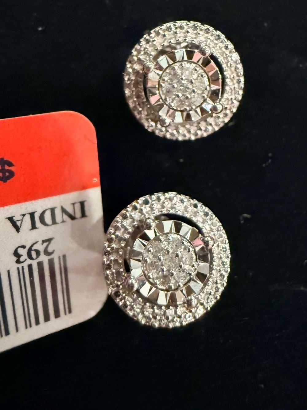 Diamond Cluster Stud Earrings 1/10 CTTW Sterling Silver Halo Sparkle pierced ear